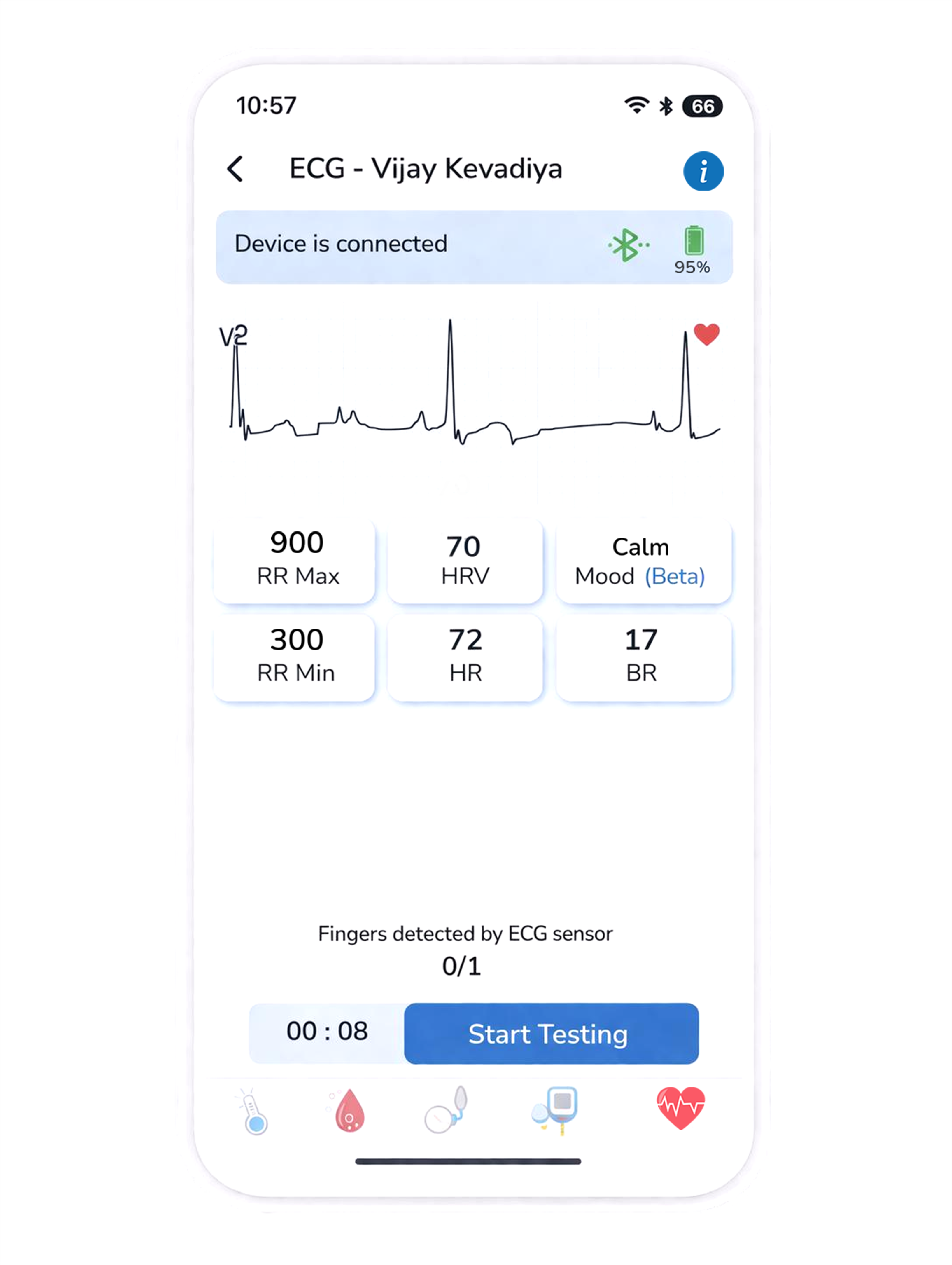 Scanbo ECG mobile app screen