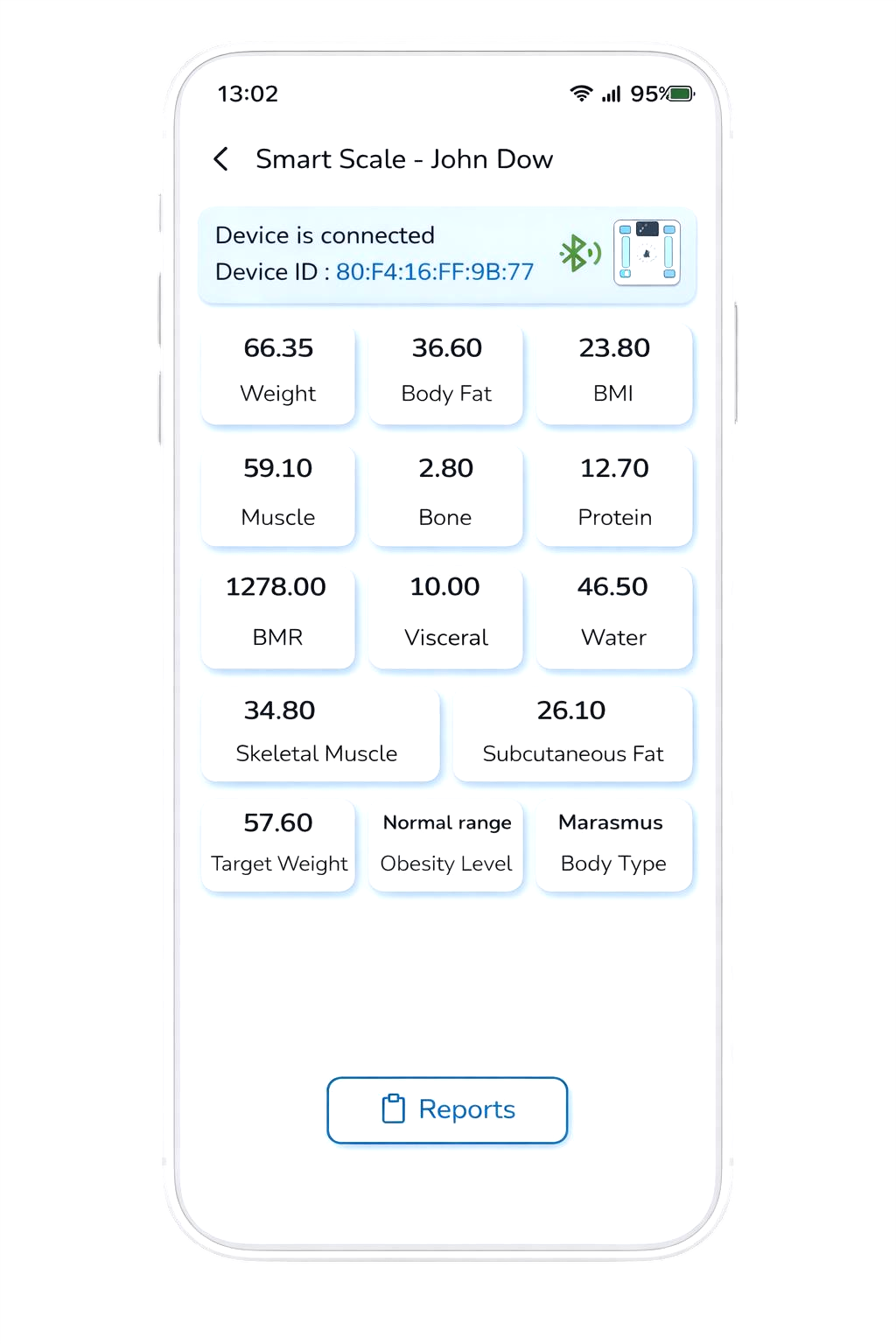 Scanbo Smart Scale mobile screen